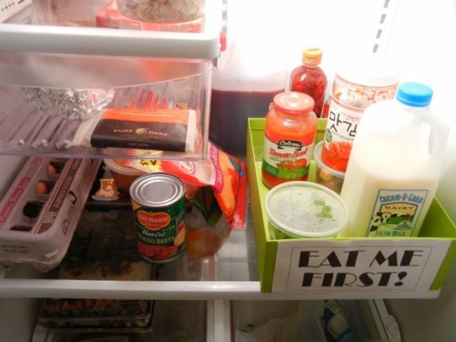 stop wasting food, eat me first box, fridge box, refrigerator box, fridge triage, food waste, green design, eco design, sustainable design, how to make an eat me first fridge box, how to stop wasting food, how to save money on groceries