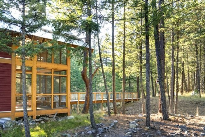 Foster Loop Cabin, Washington State, Mazama, Campground, footprint, minimalist, low environmental impact, green design, sustainable design, eco design, Balance Architects, cabin, green cabin, forest, catwalk, campground