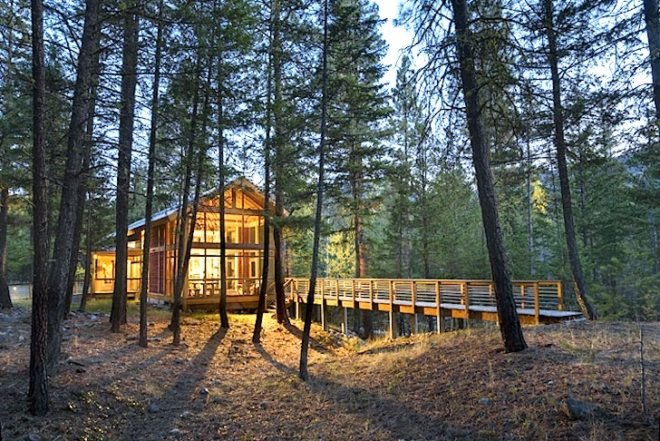 Foster Loop Cabin, Washington State, Mazama, Campground, footprint, minimalist, low environmental impact, green design, sustainable design, eco design, Balance Architects, cabin, green cabin, forest, catwalk, campground