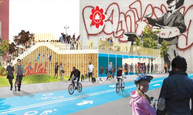 green design, eco design, sustainable design, Manhattan, Coleman Oval Skate Park Redesign, HAO Architects, Lower East Side, Chinatown, East River