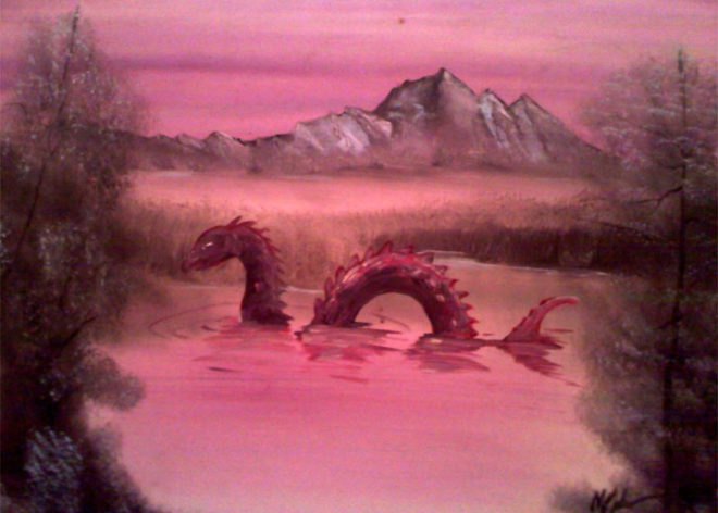 Chris MacMahon, involuntary landscapes, recycling old paintings, what to do with old painting, eco art, green art, environmental art, artist using recycled materials, involuntary collaborations, deviant art, deviantart, monster paintings