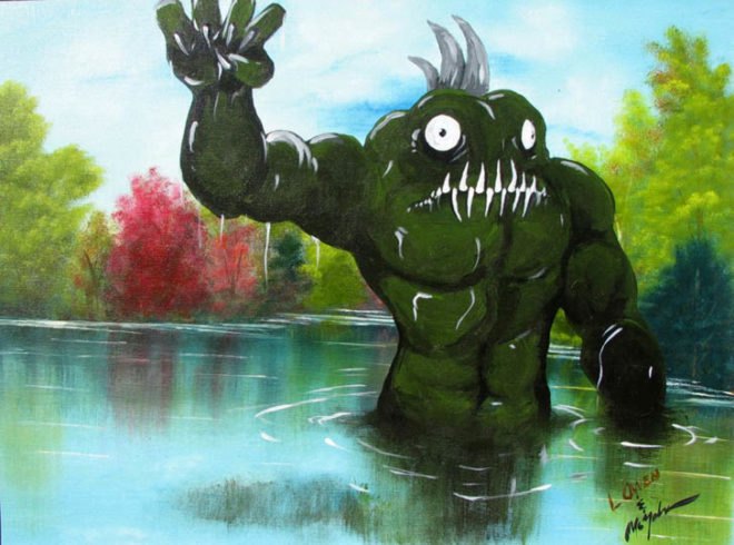 Chris MacMahon, involuntary landscapes, recycling old paintings, what to do with old painting, eco art, green art, environmental art, artist using recycled materials, involuntary collaborations, deviant art, deviantart, monster paintings