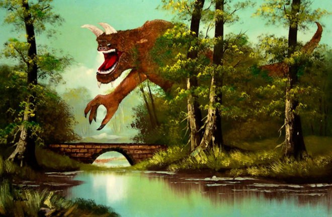 Chris MacMahon, involuntary landscapes, recycling old paintings, what to do with old painting, eco art, green art, environmental art, artist using recycled materials, involuntary collaborations, deviant art, deviantart, monster paintings