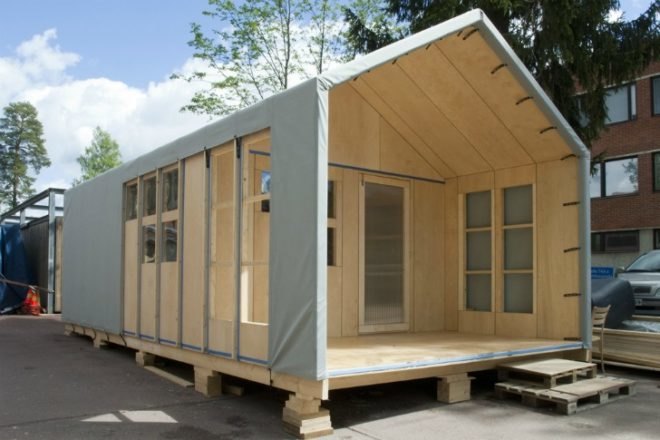 Liina Transitional Shelter, Aalto University Wood Program, transitional shelter, student project, prefab shelter, modular shelter, aalto university