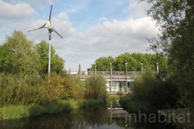Wind Power,London,Landscape Architecture,green roof,Green Lighting,Daylighting,Botanical,Botanical,events pavilion,pavilion for rent,ecology pavilion,mile end park london,wind turbine,wildlife,underground building