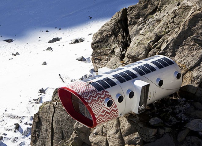 modular design, Gervasutti Refuge, Italy, helicopter installation, Tubular design, solar-powered, energy efficient, zero-impact, LEAPfactory, Mt. Blanc, mountain refuge, mountain cabin, mountain climbers, eco design, green design, sustainable design, prefab