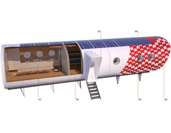 modular design, Gervasutti Refuge, Italy, helicopter installation, Tubular design, solar-powered, energy efficient, zero-impact, LEAPfactory, Mt. Blanc, mountain refuge, mountain cabin, mountain climbers, eco design, green design, sustainable design, prefab