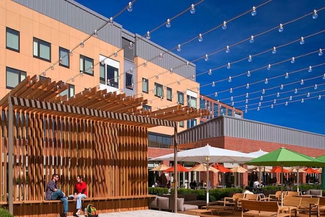 RIT Global Plaza, Arc, swa group, Rochester Institute of Technology, global village, social hub, green design, landscape architecture