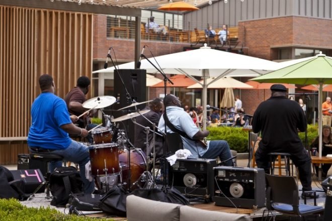 RIT Global Plaza, Arc, swa group, Rochester Institute of Technology, global village, social hub, green design, landscape architecture
