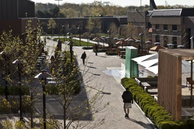 RIT Global Plaza, Arc, swa group, Rochester Institute of Technology, global village, social hub, green design, landscape architecture