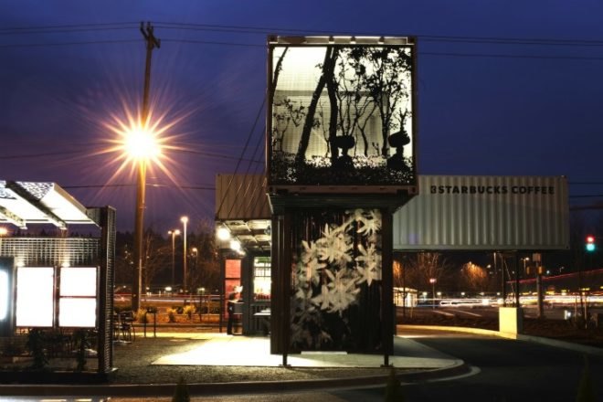 starbucks, reclamation drive thru, shipping containers, cargotecture, coffee shop, tukwila, washington