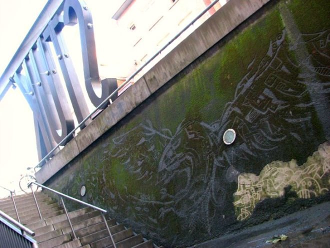 Reverse Moss Graffiti, reverse graffiti, eco art, green art, Stefaan De Croock, stuk arts centre, belgium