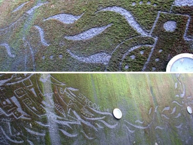 Reverse Moss Graffiti, reverse graffiti, eco art, green art, Stefaan De Croock, stuk arts centre, belgium