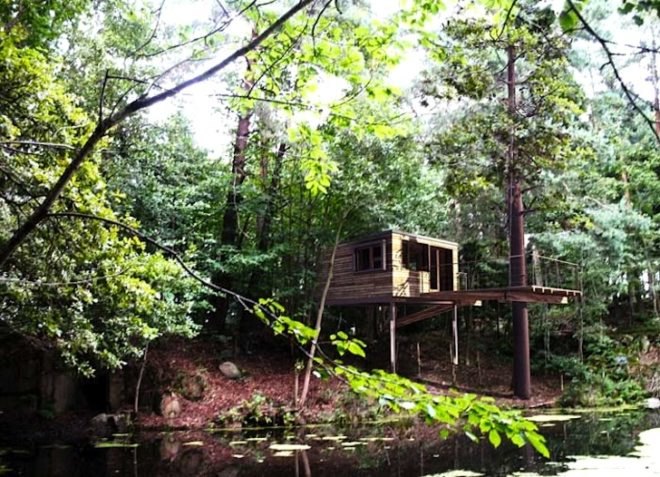 Baumraum, tree houses, cliff house, tower, green design, sustainable design, Schrems Treehouse Resort, Austria, Schrems Naturpark, eco design, sustainable design, eco-tourism, nature, lake, quarry, birch, pine, natural materials