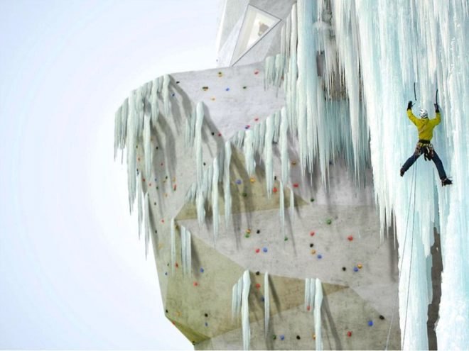 Siloo O, NL Architects, adaptive reuse, amsterdam, green renovation, abandoned silos, climbing gym