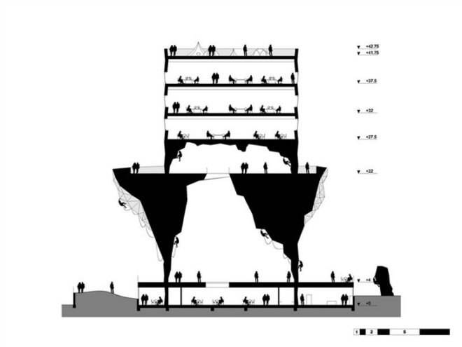 Siloo O, NL Architects, adaptive reuse, amsterdam, green renovation, abandoned silos, climbing gym
