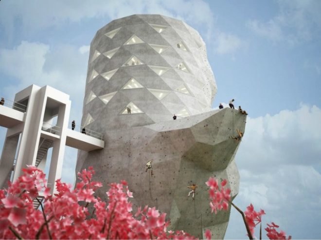 Siloo O, NL Architects, adaptive reuse, amsterdam, green renovation, abandoned silos, climbing gym