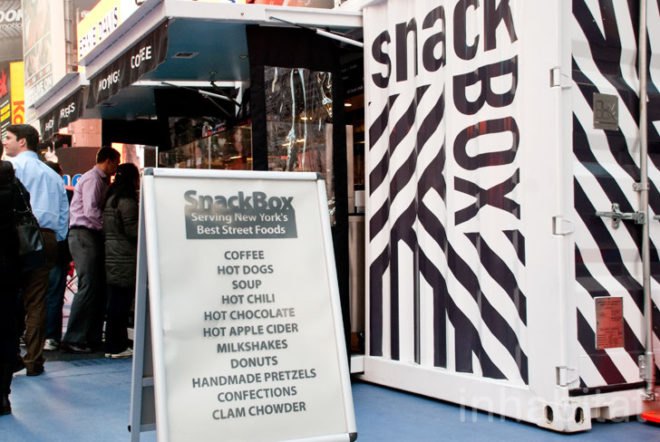 SnackBox; Times Square; New York; New York City; Aedifica; MuvBox; Amanda Coen; Amanda Silvana Coen; pop-up; sustainable design; self-sustaining; green design; eco friendly; eco design; street food; Inhabitat; InhabitatNYC; innovative design