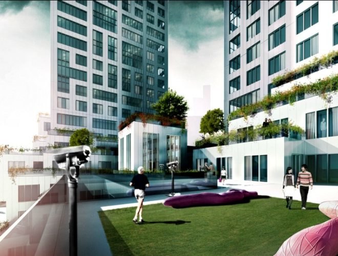 The Cloud, MVRDV, seoul, korea, yongsan dreamhub, luxury high rise, green roof, pixelated cluster