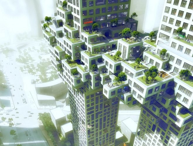 The Cloud, MVRDV, seoul, korea, yongsan dreamhub, luxury high rise, green roof, pixelated cluster