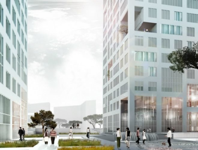 The Cloud, MVRDV, seoul, korea, yongsan dreamhub, luxury high rise, green roof, pixelated cluster