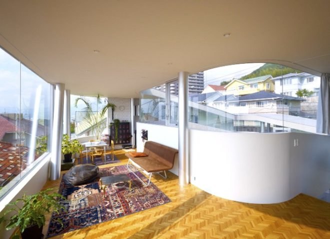 Kimihiko Okada, Toda House, Hiroshima, Japan, Wraparound House, Perched on Stilts, Green Design, sustainable design, eco design, green building, natural ventilation, small footprint, daylighting, sustainable development, residence