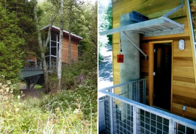 Treehouse, Castanes Architects, low impact design, retractable staircase, vacation house, cabin retreat