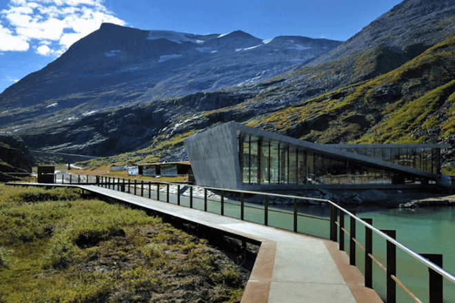 Norwegian Public Roads Administration, national tourist routes, korten steel, Norway, Trollstigen, Trollstigen Plateau, Reiulf Ramstad, korsten steel, minimalist design, green roof, nature, Rauma council, walkways, platforms, green design, sustainable design, eco-design