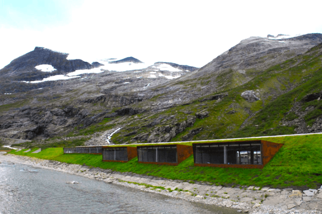 Norwegian Public Roads Administration, national tourist routes, korten steel, Norway, Trollstigen, Trollstigen Plateau, Reiulf Ramstad, korsten steel, minimalist design, green roof, nature, Rauma council, walkways, platforms, green design, sustainable design, eco-design