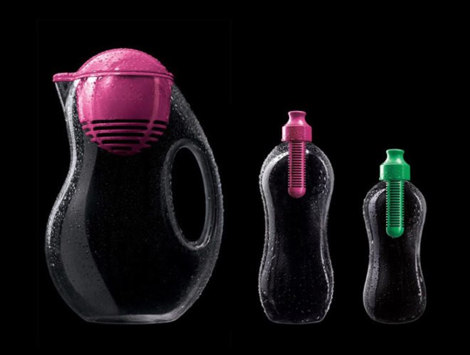 green design, eco design, sustainable design, recycled plastic, recyclable plastic, bobble water bottle, bobble water jug, water filter