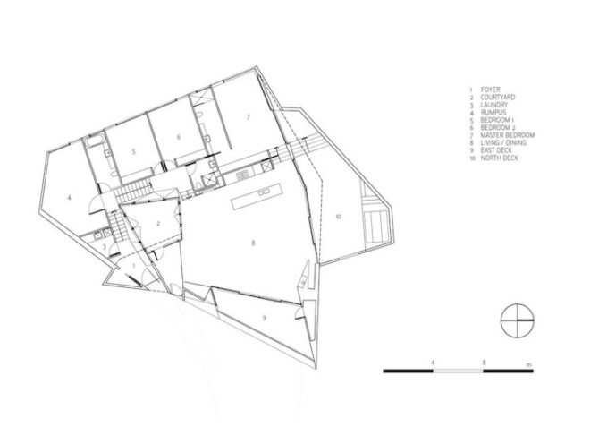 McBride Charles Ryan, Klein Bottle House, Klein Bottle, Origami, green design, sustainable design, eco-design, natural landscape, site selection, australia, morning ton Peninsula, Rye Beach, origami, daylighting, timber foundation, traditional foundation, fibro-shacks, beach house