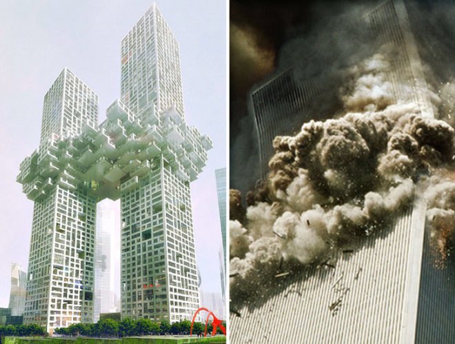 world trade center, wtc, twin towers, 9/11, september 11, 911,MVRDV, the cloud, seoul, korea, pixelated cluster, green roof, green building, luxury high rise, eco skyscraper, eco tower, yongsan dreambug, green design, green architecture, sustainable building, sustainable architecture, sustainable building, eco design