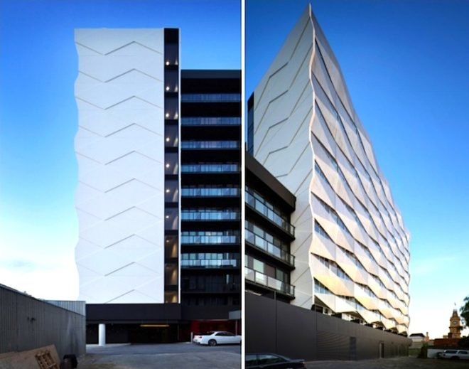 Vivida, hawthorn, swinburne university, australia, green design, sustainable design, eco design, energy footprint, energy efficiency, daylighting, sustainable architecture, rothe lawman, student dorms, modular, existing site, thermal performance, bicycle storage