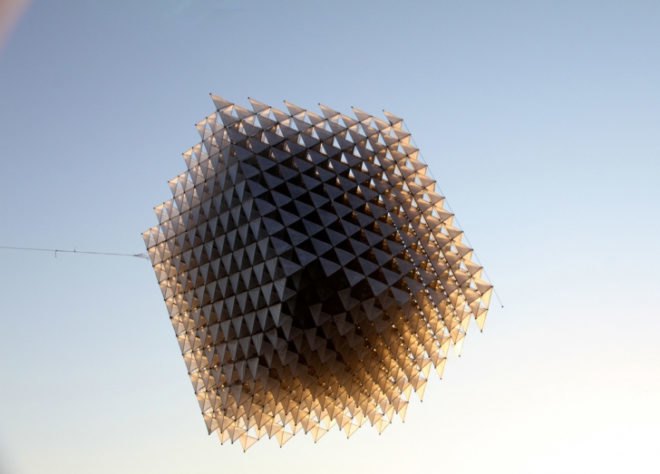 Little Shining Man, kite, Rapid Prototyping Technology, 3D printing, Alexander Graham Bell, tetra kite, outdoor installation, sculptural installation, Heather and Ivan Morison, Sash Reading, Queen & Crawford, Dandara, cuben fiber, carbon fiber rod, London, design, sculpture