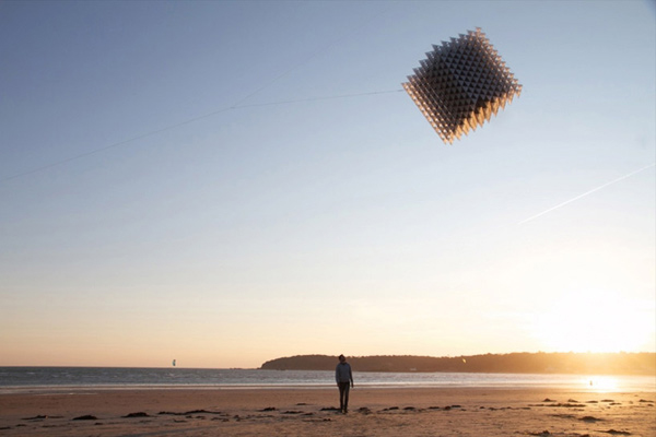 Little Shining Man, kite, Rapid Prototyping Technology, 3D printing, Alexander Graham Bell, tetra kite, outdoor installation, sculptural installation, Heather and Ivan Morison, Sash Reading, Queen & Crawford, Dandara, cuben fiber, carbon fiber rod, London, design, sculpture