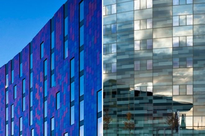 Aloft London Excel, Jestico Whiles, eco hotel, green hotel, london, eco tourism, fritted glass, high performance facade