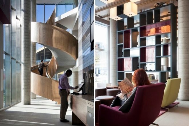 Aloft London Excel, Jestico Whiles, eco hotel, green hotel, london, eco tourism, fritted glass, high performance facade