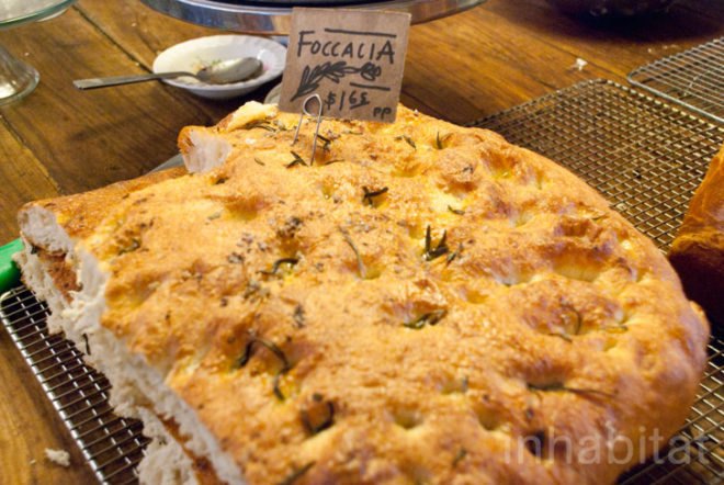 Nina Brondmo; Bakeri; Brooklyn; Williamsburg; restaurants; eatery; green design; upcycled materials; upcycled furniture; green interior design; recycled furniture; recycled materials; sustainable business; sustainable restaurant; sustainable eatery; New York City; InhabitatNYC; reclaimed materials; vintage furniture; interior decoration; interior design; sustainable design; bakery; homemade bread; handmade bread; food