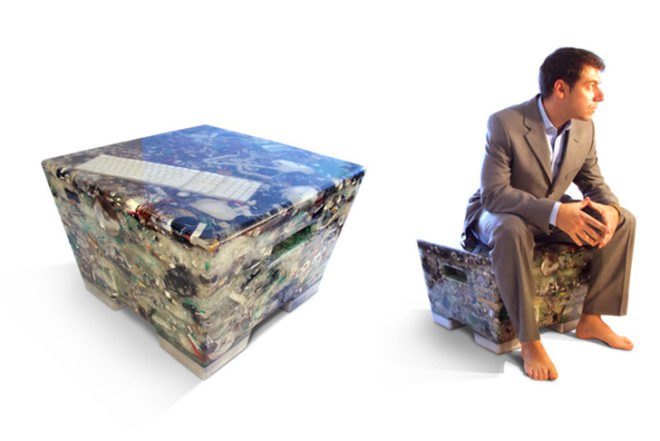 green furniture, art, Green Products, Recycled Materials, chilean design, rodrigo alonso, electronic waste, recycled seats, epoxy resin, recycled aluminum, functional art piece, electro-trash, computers waste