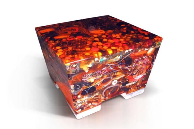green furniture, art, Green Products, Recycled Materials, chilean design, rodrigo alonso, electronic waste, recycled seats, epoxy resin, recycled aluminum, functional art piece, electro-trash, computers waste