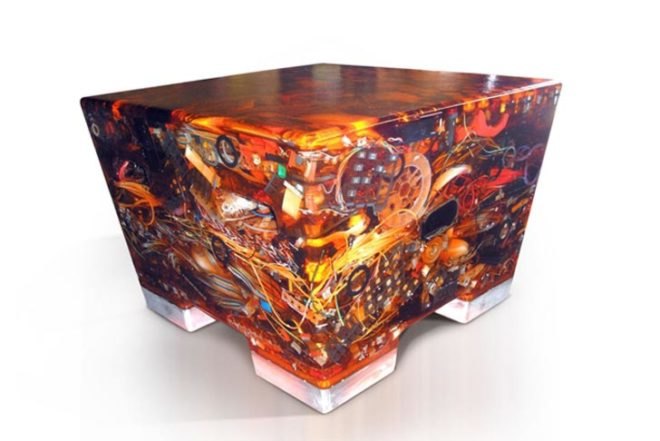 green furniture, art, Green Products, Recycled Materials, chilean design, rodrigo alonso, electronic waste, recycled seats, epoxy resin, recycled aluminum, functional art piece, electro-trash, computers waste
