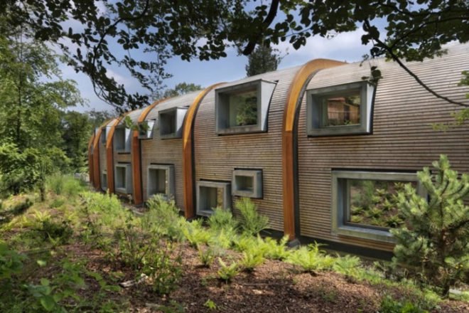 The netherlands green building, eco center, dutch green building, passive heating, GSHP, Apenheul Foundation, concrete core activated, De St@art (The T@il), FSC, geothermal, glulam, green visitors center, green zoo, ground source heat pump, LED, PEFC, RAU, sunlight shade