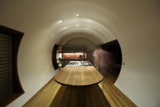 Simon Laws, The Drew House, Anthill Construction, green design, sustainable design, eco design, sleeping pods, parabolic sleeping pods, passive design, prefab construction, daylighting, rainwater harvesting, solar energy, photovoltaics, parabolic pods, insulation