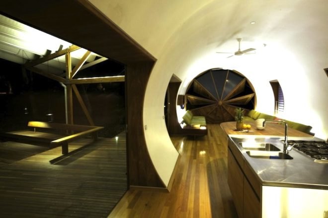 Simon Laws, The Drew House, Anthill Construction, green design, sustainable design, eco design, sleeping pods, parabolic sleeping pods, passive design, prefab construction, daylighting, rainwater harvesting, solar energy, photovoltaics, parabolic pods, insulation