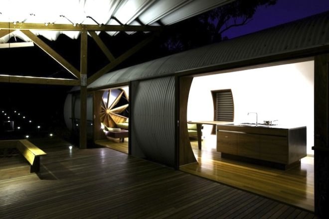 Simon Laws, The Drew House, Anthill Construction, green design, sustainable design, eco design, sleeping pods, parabolic sleeping pods, passive design, prefab construction, daylighting, rainwater harvesting, solar energy, photovoltaics, parabolic pods, insulation