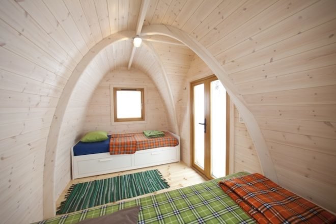 eco POD hotel, flims, switzerland, alpine, robust outdoor brands, insulated, LED lighting, double glazing, solar ventilation, FSC certified wood, prefab housing, green design, sustainable design, eco design, LED lighting, insulation