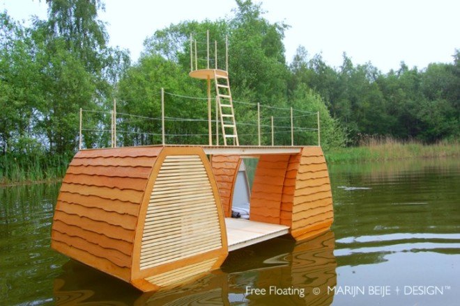Free Floating, Marijn Beije, floating eco lodge, mini eco lodge, mini cabin, floating cabin