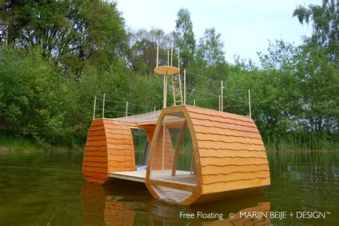 Free Floating, Marijn Beije, floating eco lodge, mini eco lodge, mini cabin, floating cabin