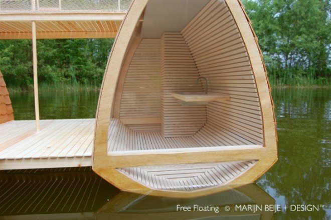 Free Floating, Marijn Beije, floating eco lodge, mini eco lodge, mini cabin, floating cabin