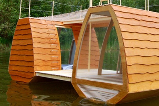 Free Floating, Marijn Beije, floating eco lodge, mini eco lodge, mini cabin, floating cabin